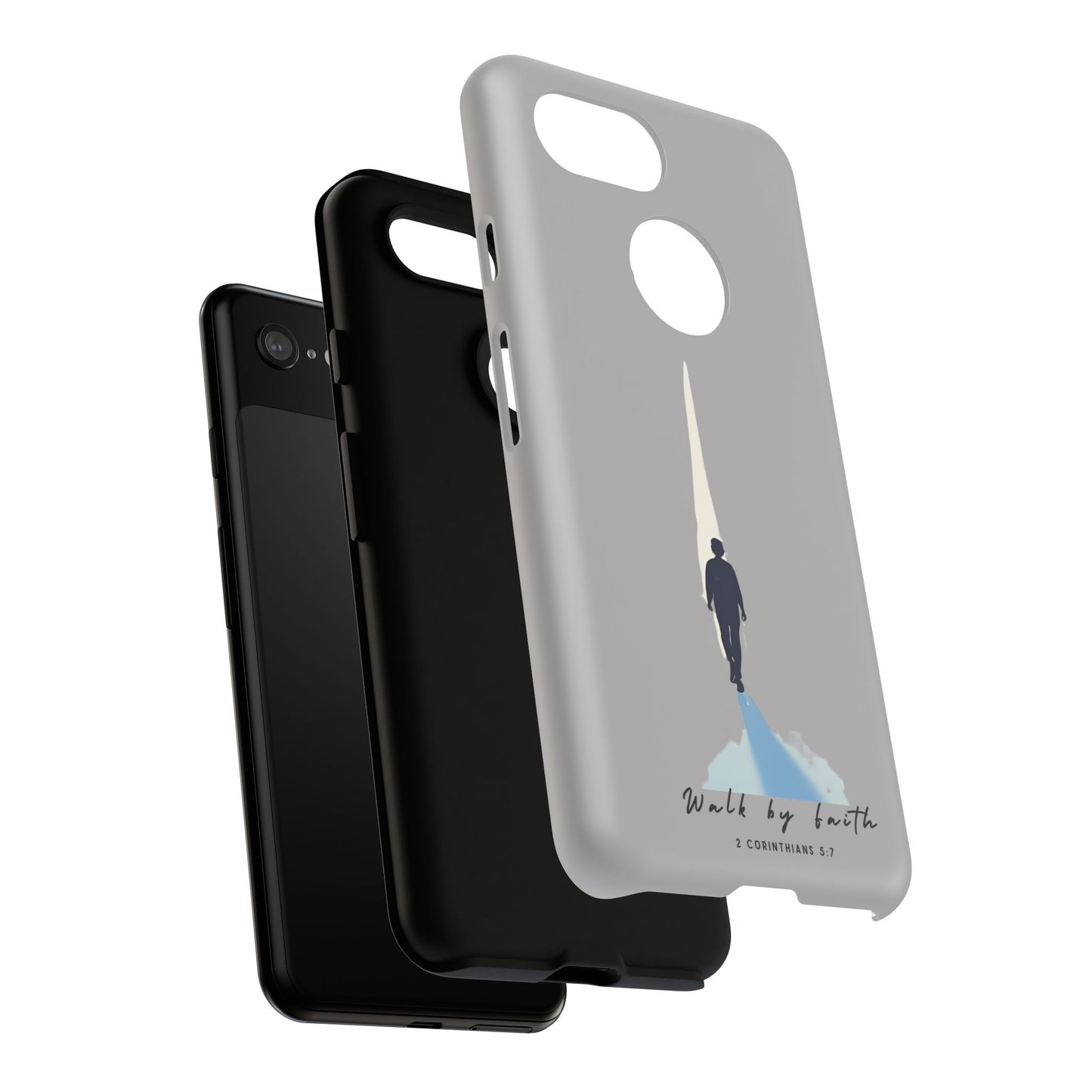 Inspirational Tough Phone Case - "Walk by Faith" Design - Bible Verse Phone Protection