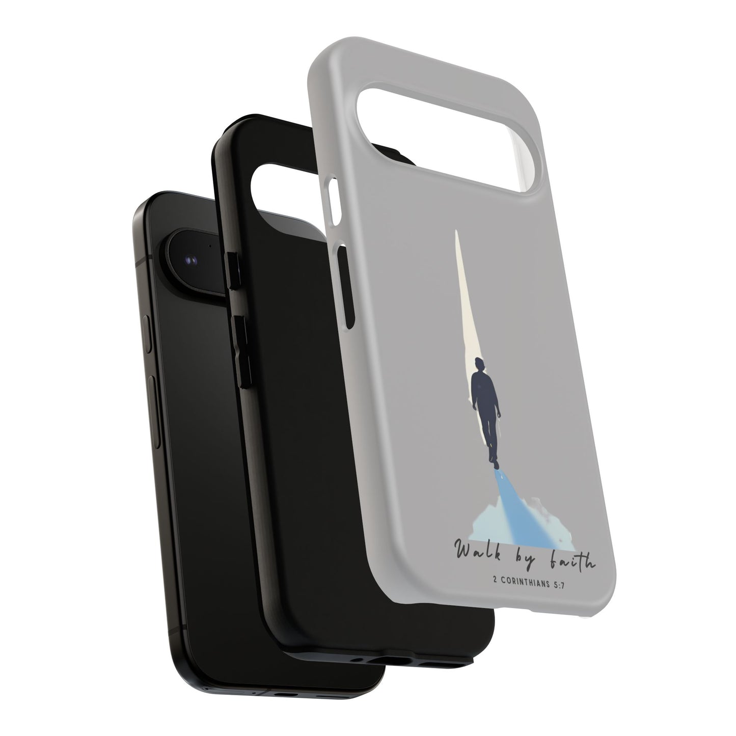 Inspirational Tough Phone Case - "Walk by Faith" Design - Bible Verse Phone Protection