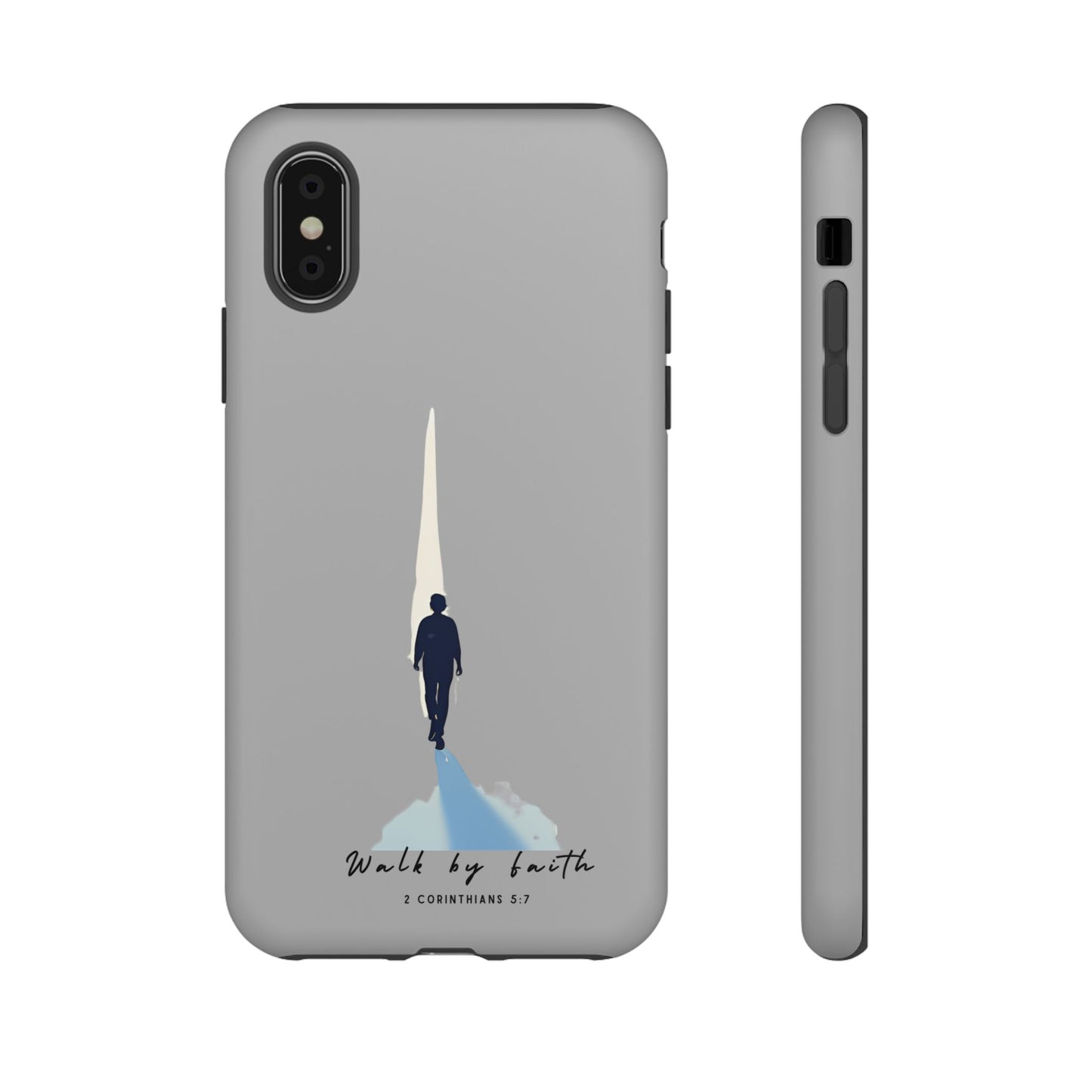 Inspirational Tough Phone Case - "Walk by Faith" Design - Bible Verse Phone Protection