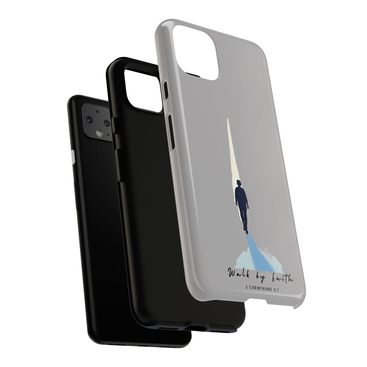 Inspirational Tough Phone Case - "Walk by Faith" Design - Bible Verse Phone Protection
