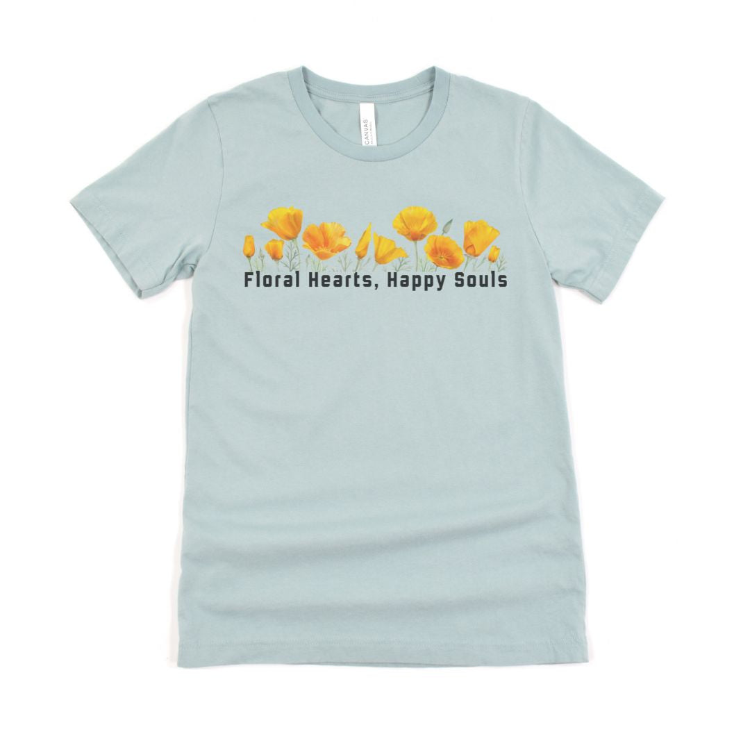 Floral Hearts Happy Soul Graphic Ultimate Comfort Styled Unisex T-shirt