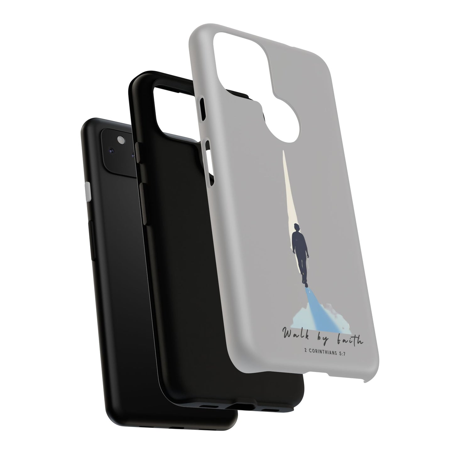Inspirational Tough Phone Case - "Walk by Faith" Design - Bible Verse Phone Protection