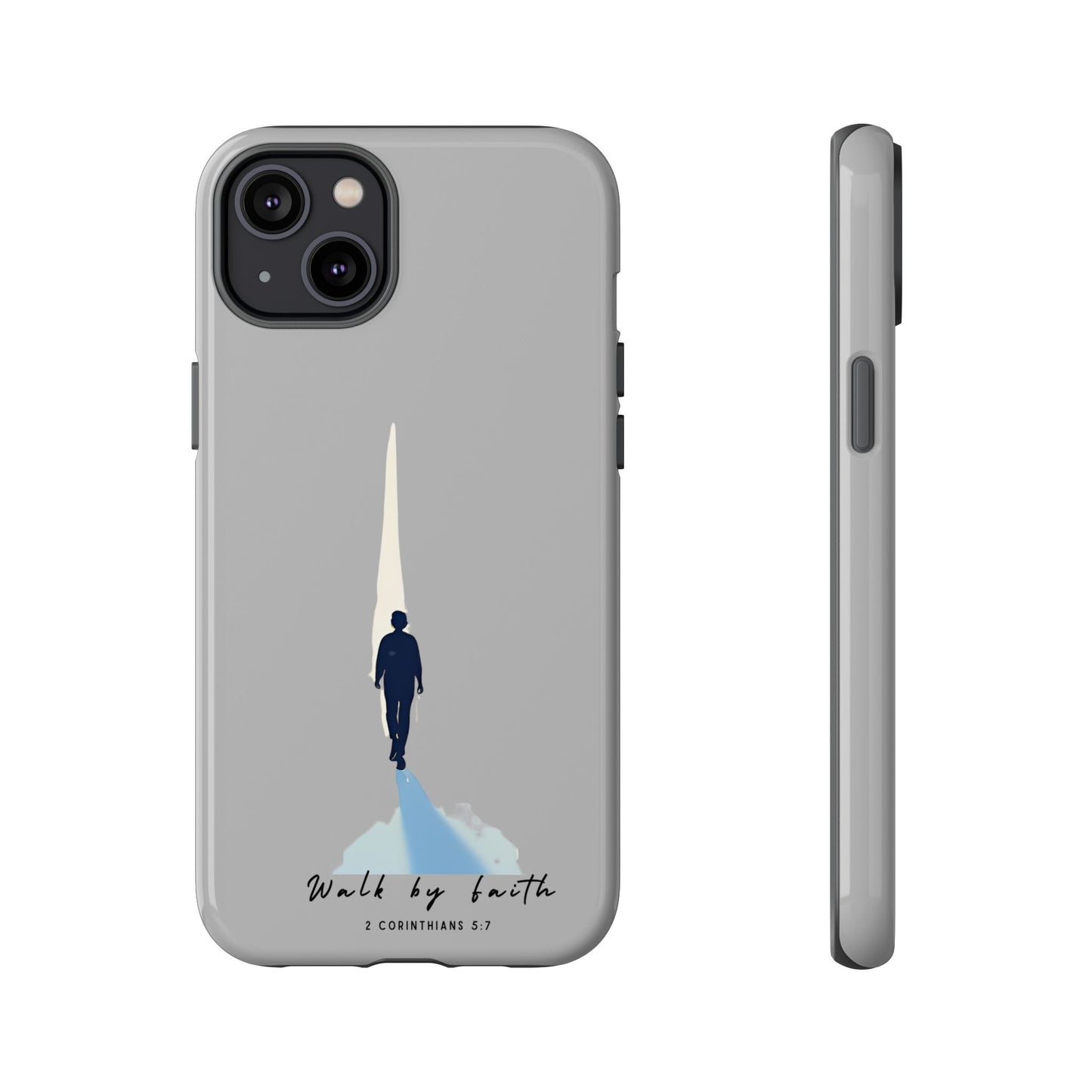 Inspirational Tough Phone Case - "Walk by Faith" Design - Bible Verse Phone Protection
