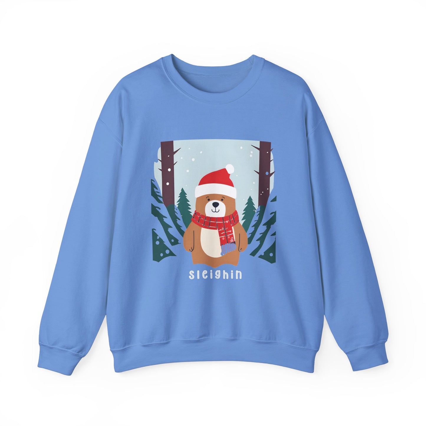 Graphic Designed Holiday Christmas Unisex Crewneck Sleighing Sweatshirt