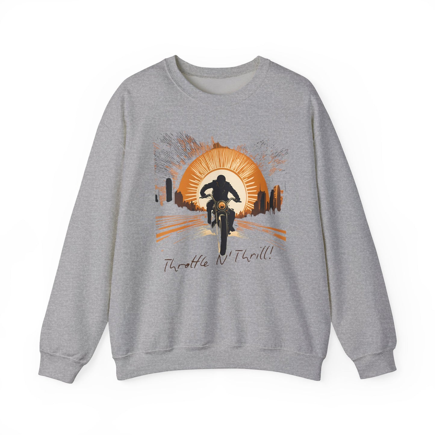 Graphic Designed Throttle and Thrill Bikers Crewneck Sweatshirt