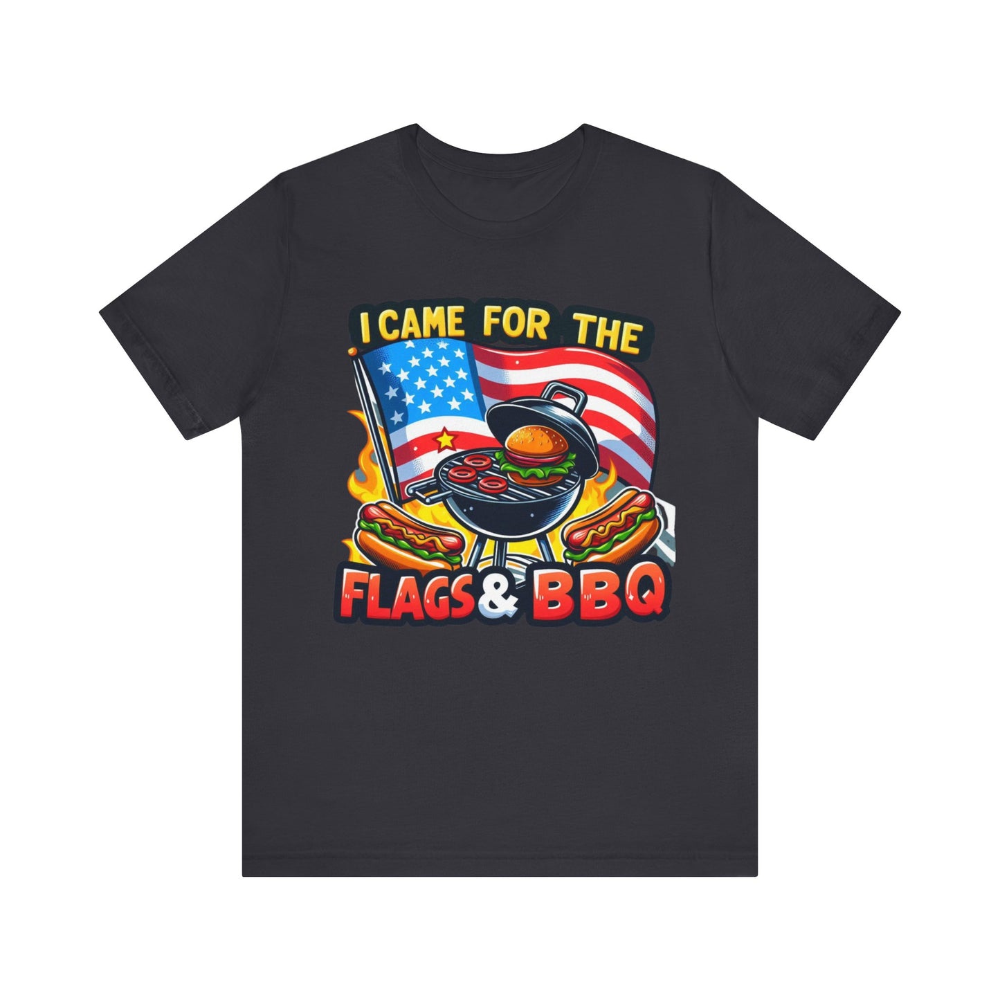 US Flag Day Commemorative Graphic T-shirts, Here for the Flag & BBQ Tee