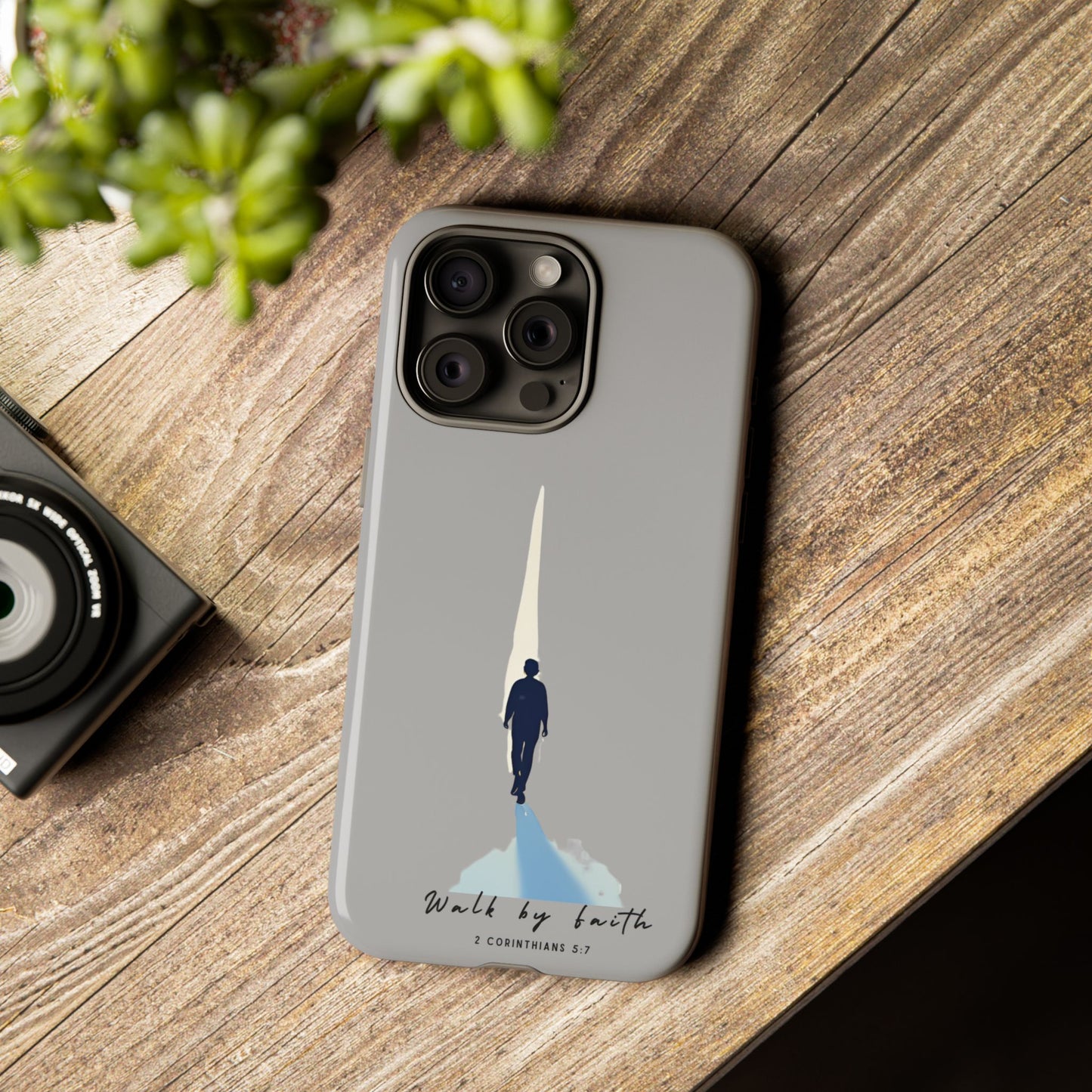 Inspirational Tough Phone Case - "Walk by Faith" Design - Bible Verse Phone Protection