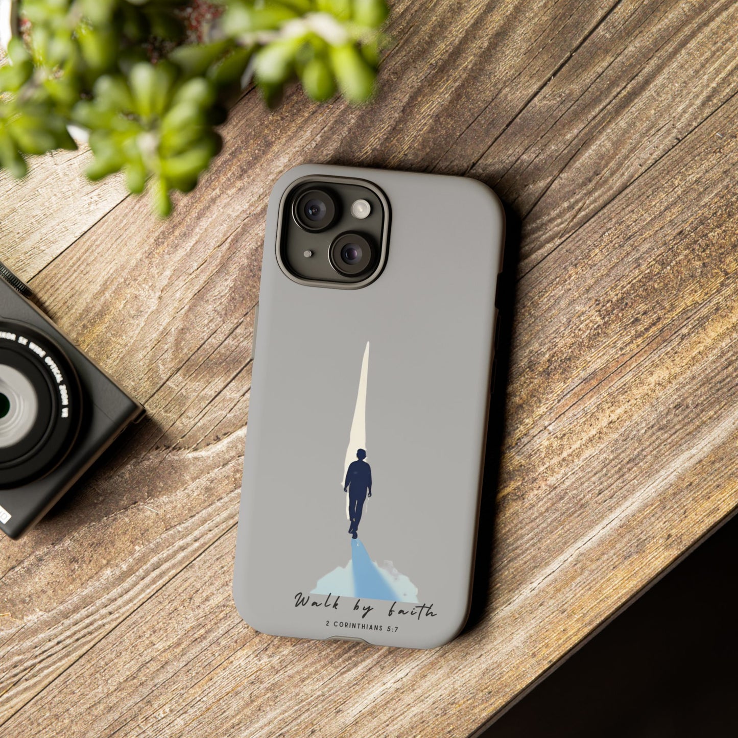 Inspirational Tough Phone Case - "Walk by Faith" Design - Bible Verse Phone Protection