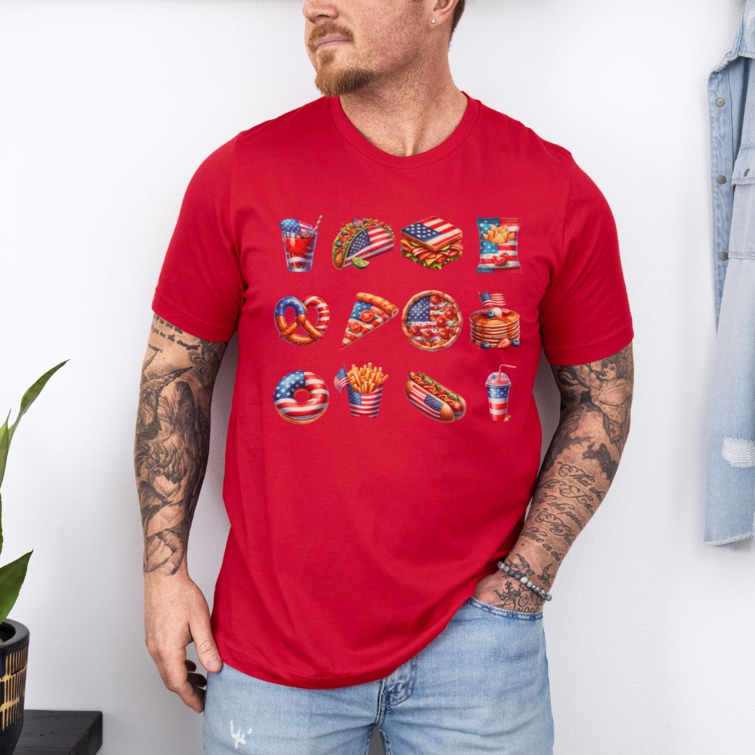 American Independence July 4th Food Items Ultimate Comfort Unisex Funny T-shirt