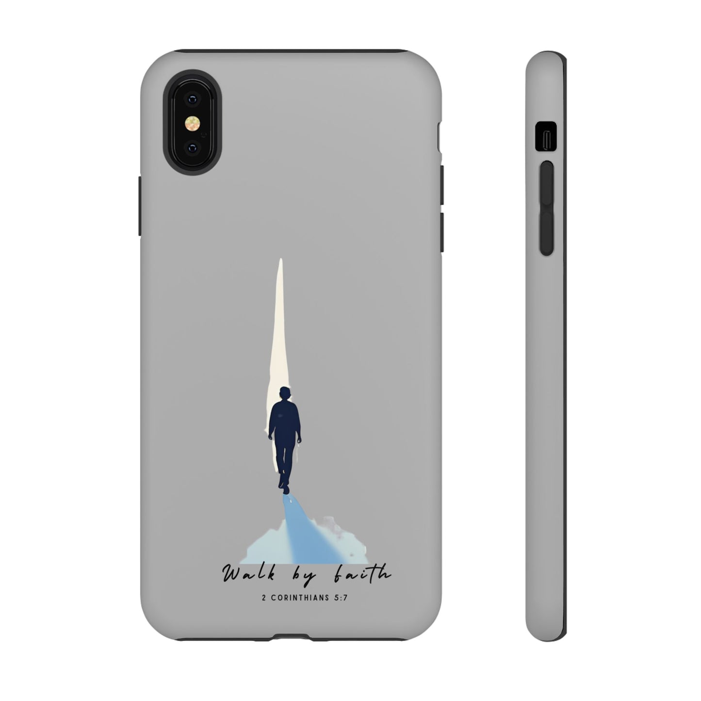 Inspirational Tough Phone Case - "Walk by Faith" Design - Bible Verse Phone Protection