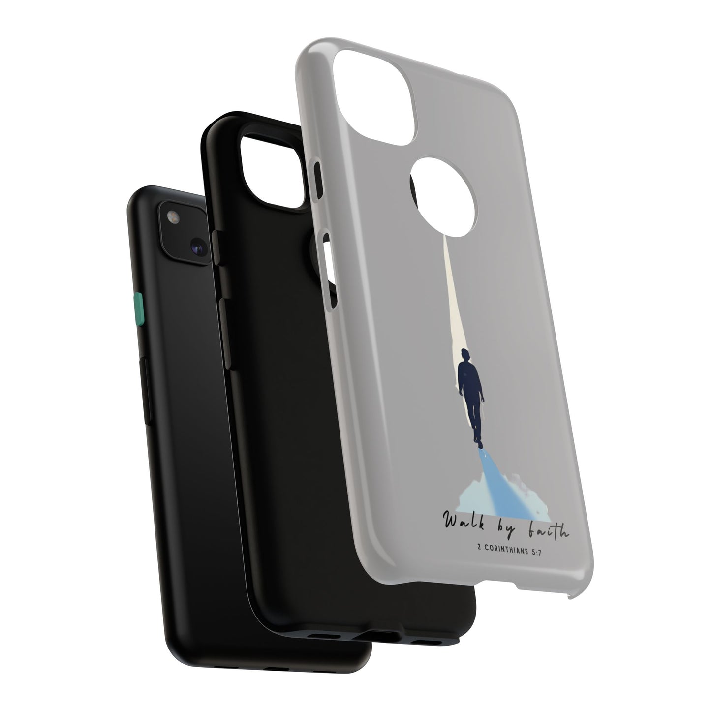 Inspirational Tough Phone Case - "Walk by Faith" Design - Bible Verse Phone Protection