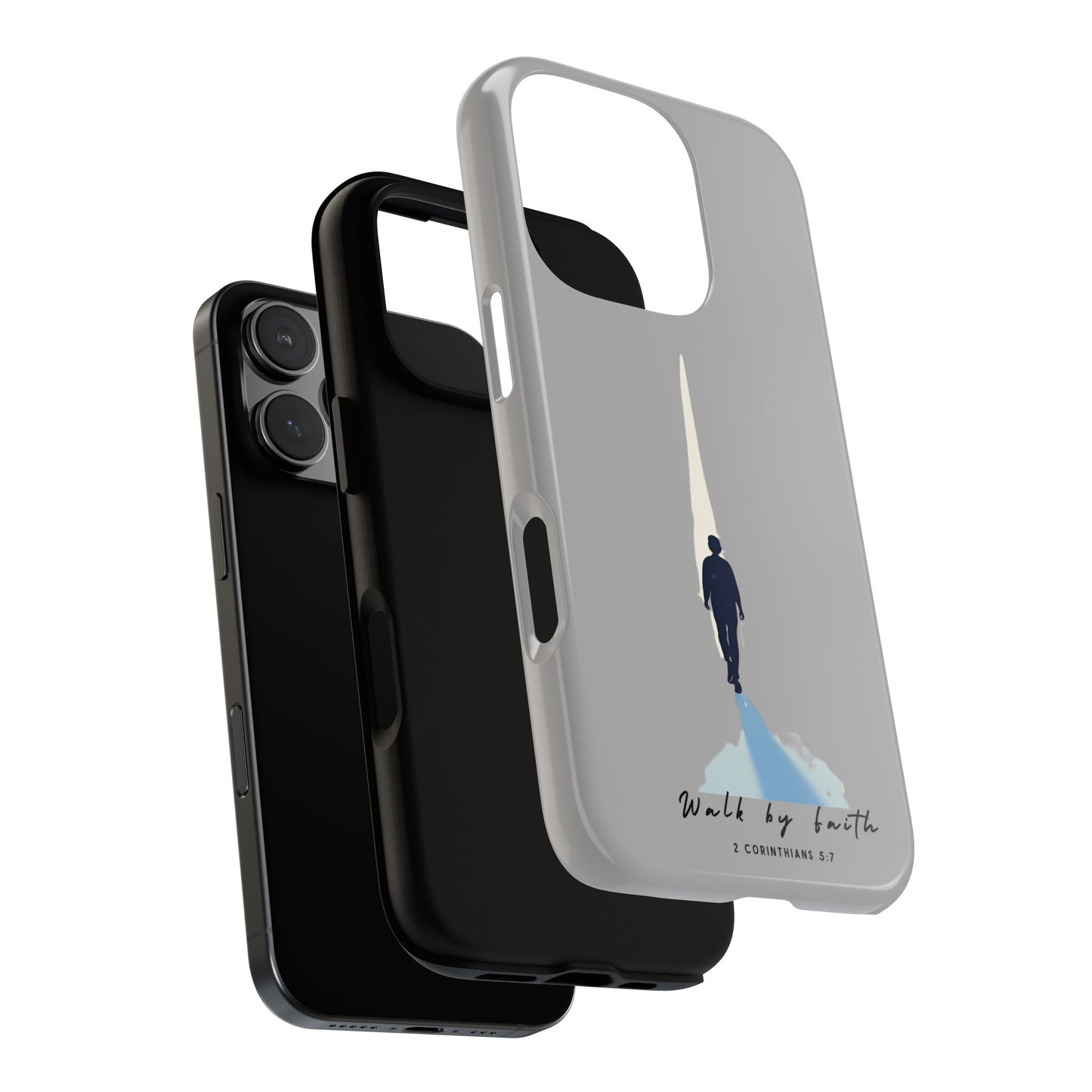 Inspirational Tough Phone Case - "Walk by Faith" Design - Bible Verse Phone Protection