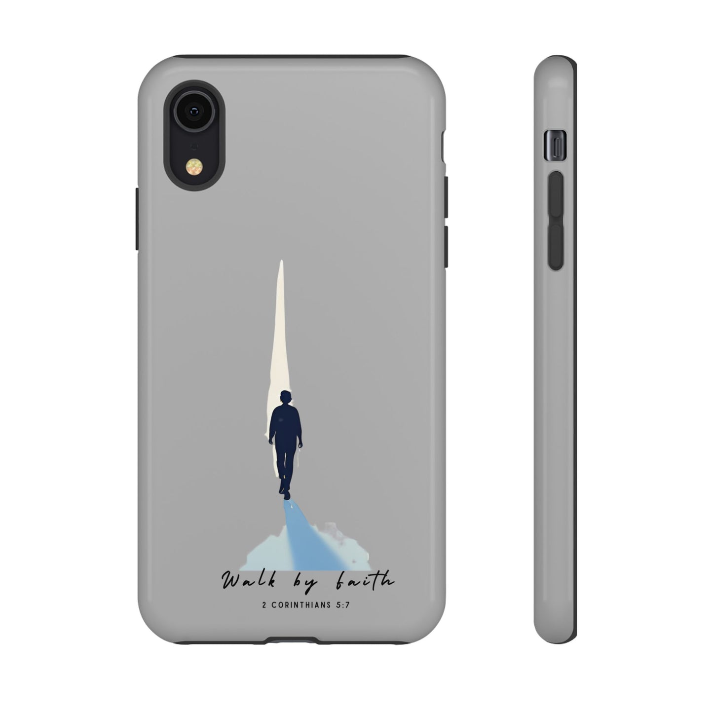 Inspirational Tough Phone Case - "Walk by Faith" Design - Bible Verse Phone Protection