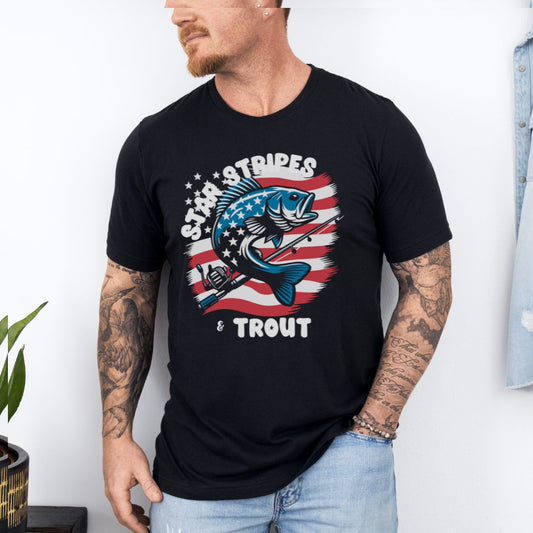 Star, Stripes and Trout Ultimate Comfort Unisex Funny T-shirt