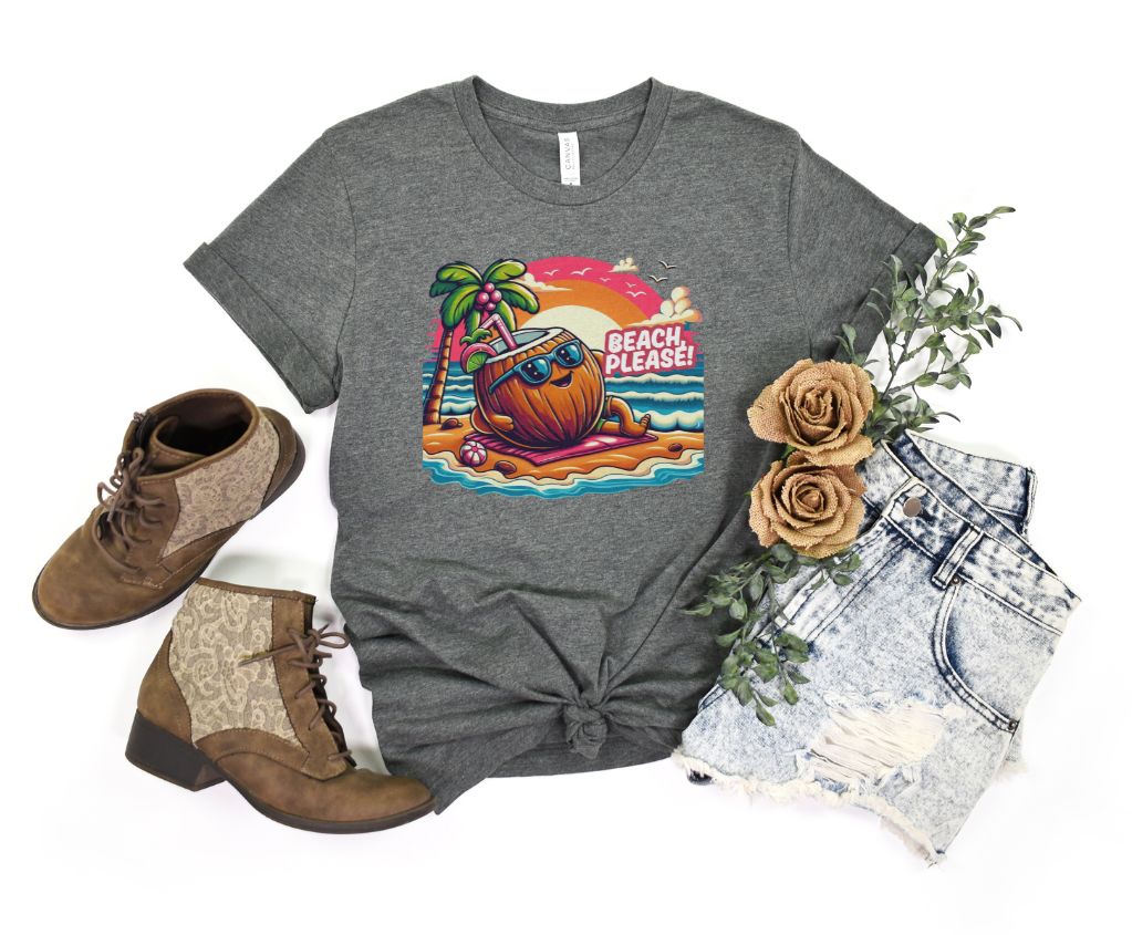 Graphic Summer Suntan "Beach Please" Designed Unisex T-shirts