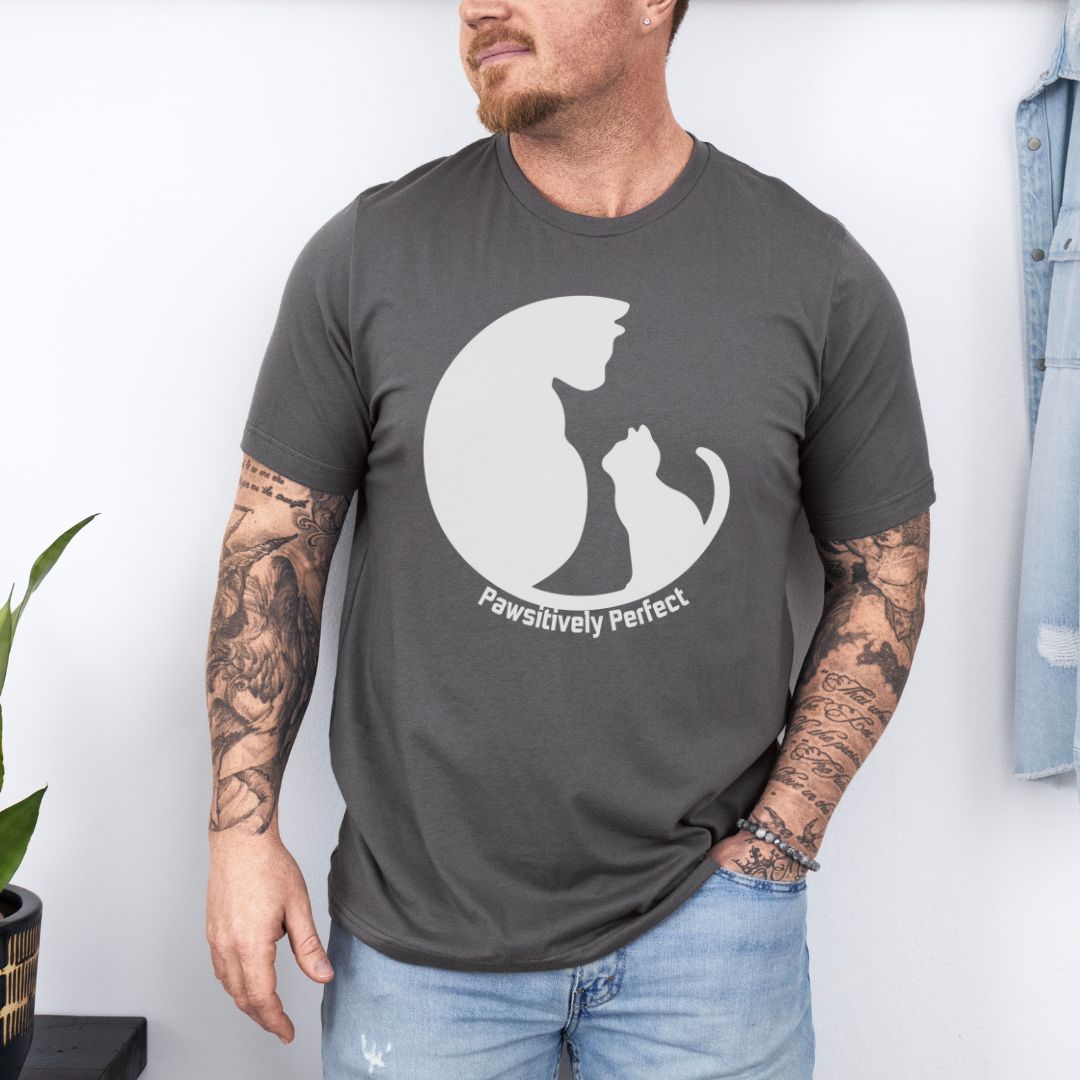Pawsitively Perfect Ultimate Comfort Unisex Cat Dad and mom T-shirt