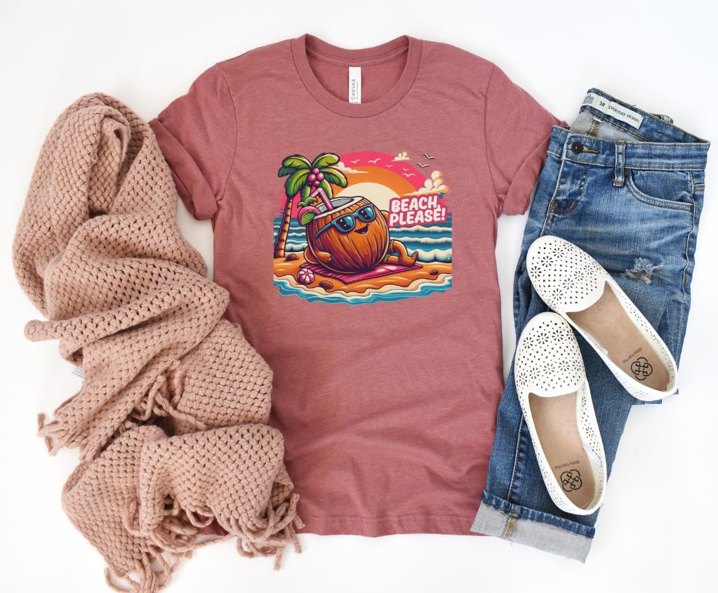 Graphic Summer Suntan "Beach Please" Designed Unisex T-shirts