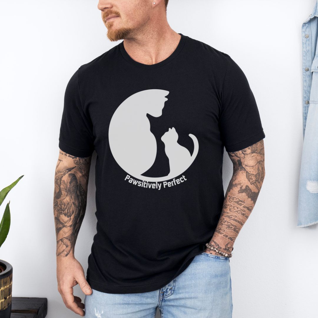 Pawsitively Perfect Ultimate Comfort Unisex Cat Dad and mom T-shirt
