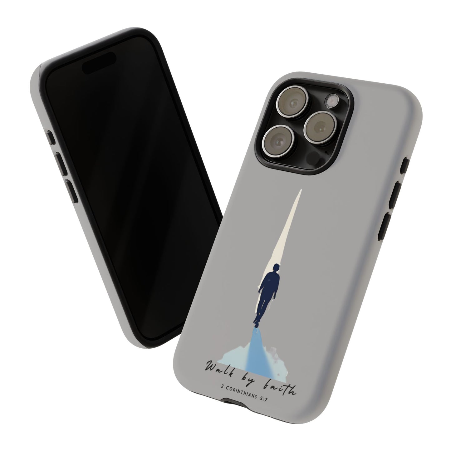 Inspirational Tough Phone Case - "Walk by Faith" Design - Bible Verse Phone Protection