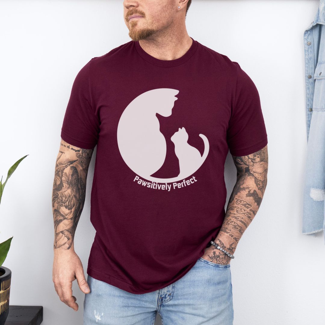 Pawsitively Perfect Ultimate Comfort Unisex Cat Dad and mom T-shirt
