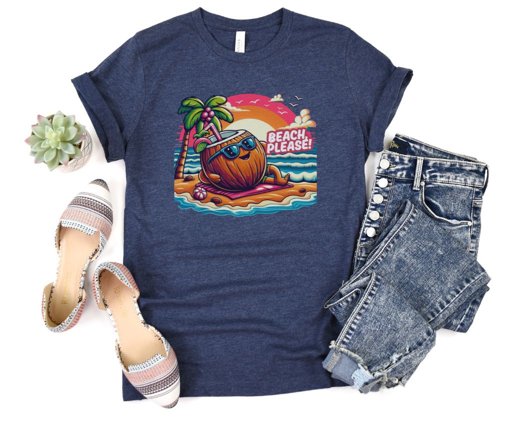 Graphic Summer Suntan "Beach Please" Designed Unisex T-shirts