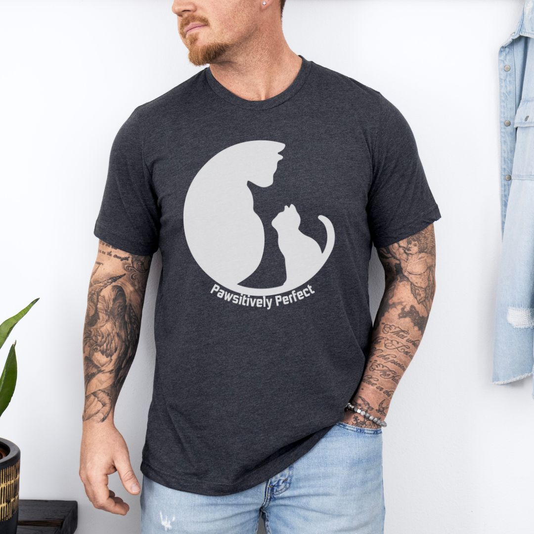 Pawsitively Perfect Ultimate Comfort Unisex Cat Dad and mom T-shirt