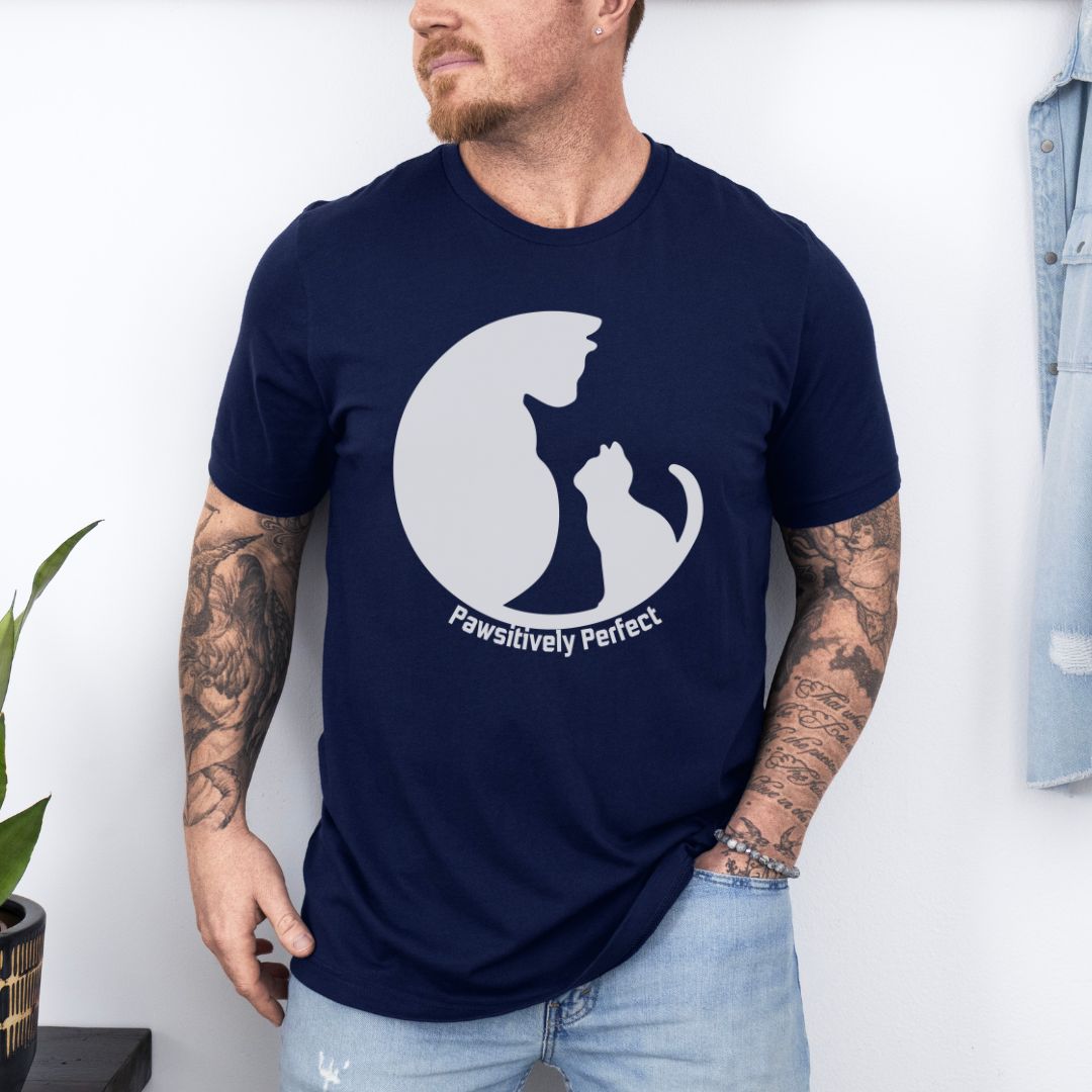 Pawsitively Perfect Ultimate Comfort Unisex Cat Dad and mom T-shirt
