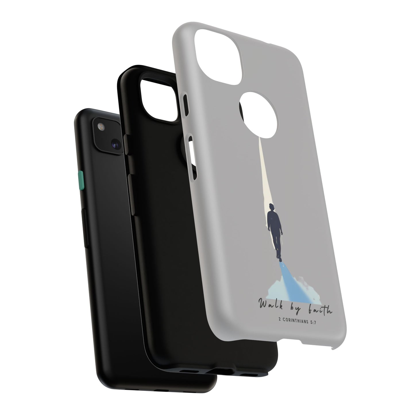 Inspirational Tough Phone Case - "Walk by Faith" Design - Bible Verse Phone Protection