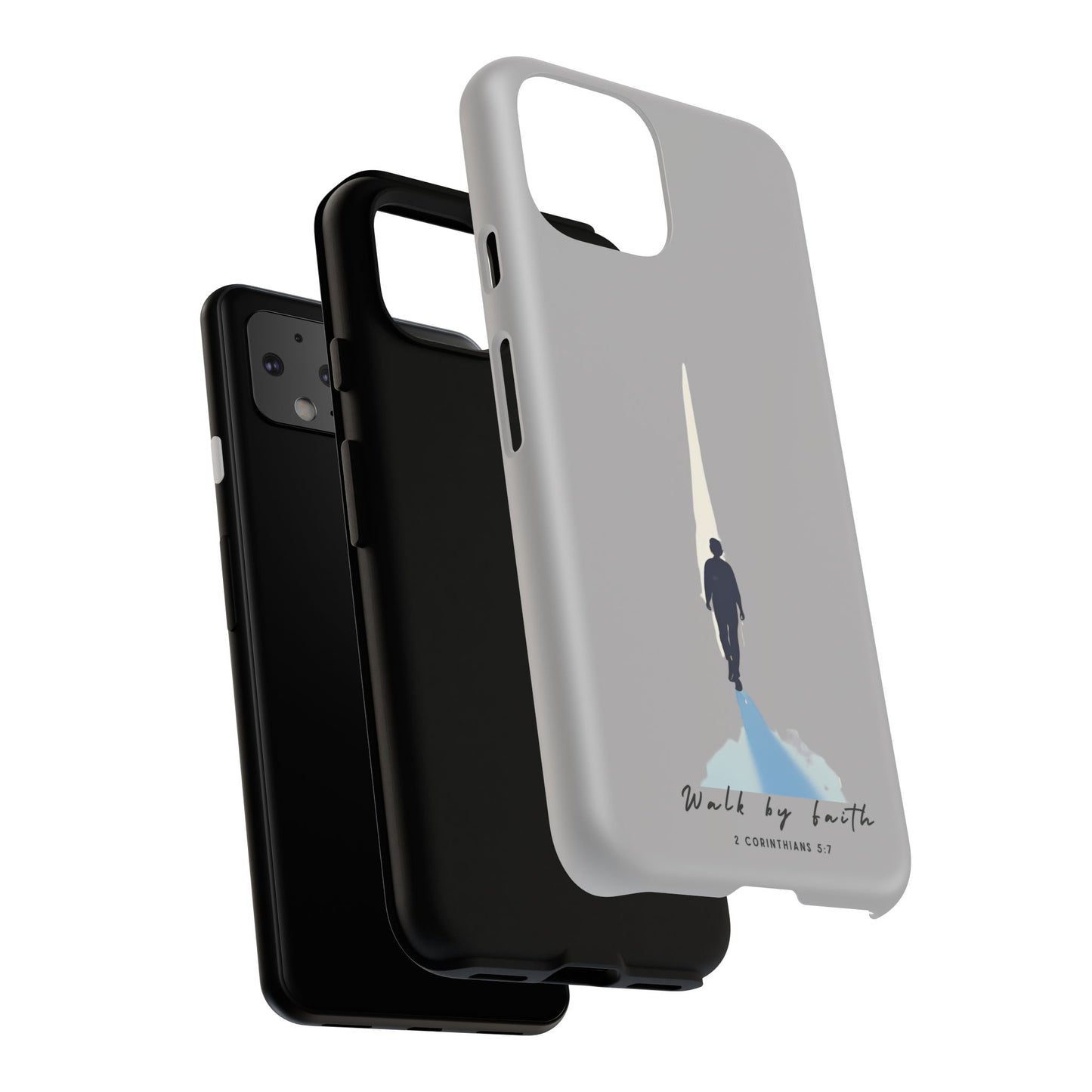 Inspirational Tough Phone Case - "Walk by Faith" Design - Bible Verse Phone Protection