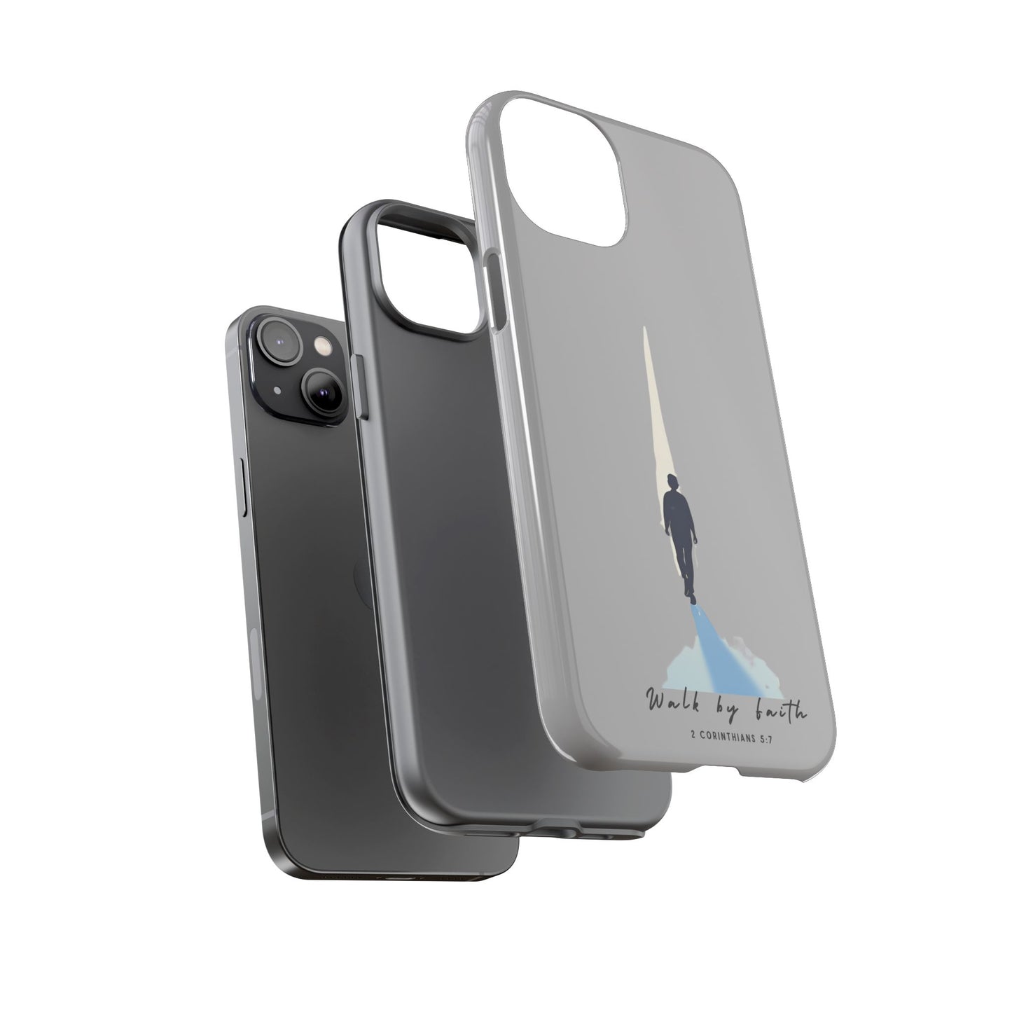 Inspirational Tough Phone Case - "Walk by Faith" Design - Bible Verse Phone Protection