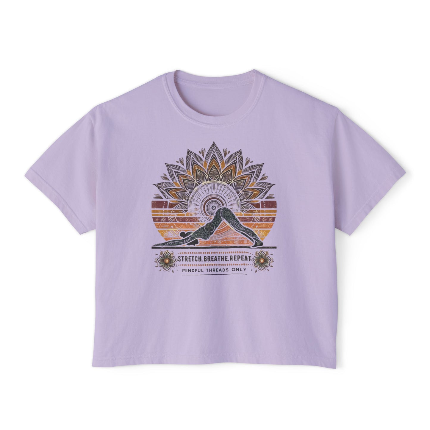 Graphic Meditation Women's Boxy Tee - Casual Love Design for Everyday Yoga
