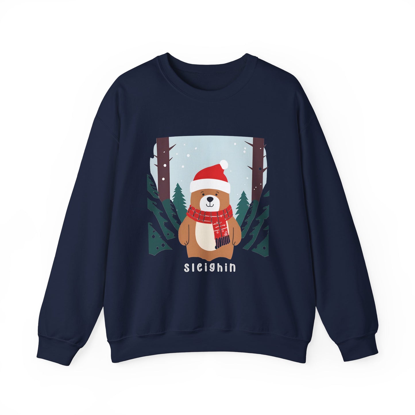 Graphic Designed Holiday Christmas Unisex Crewneck Sleighing Sweatshirt