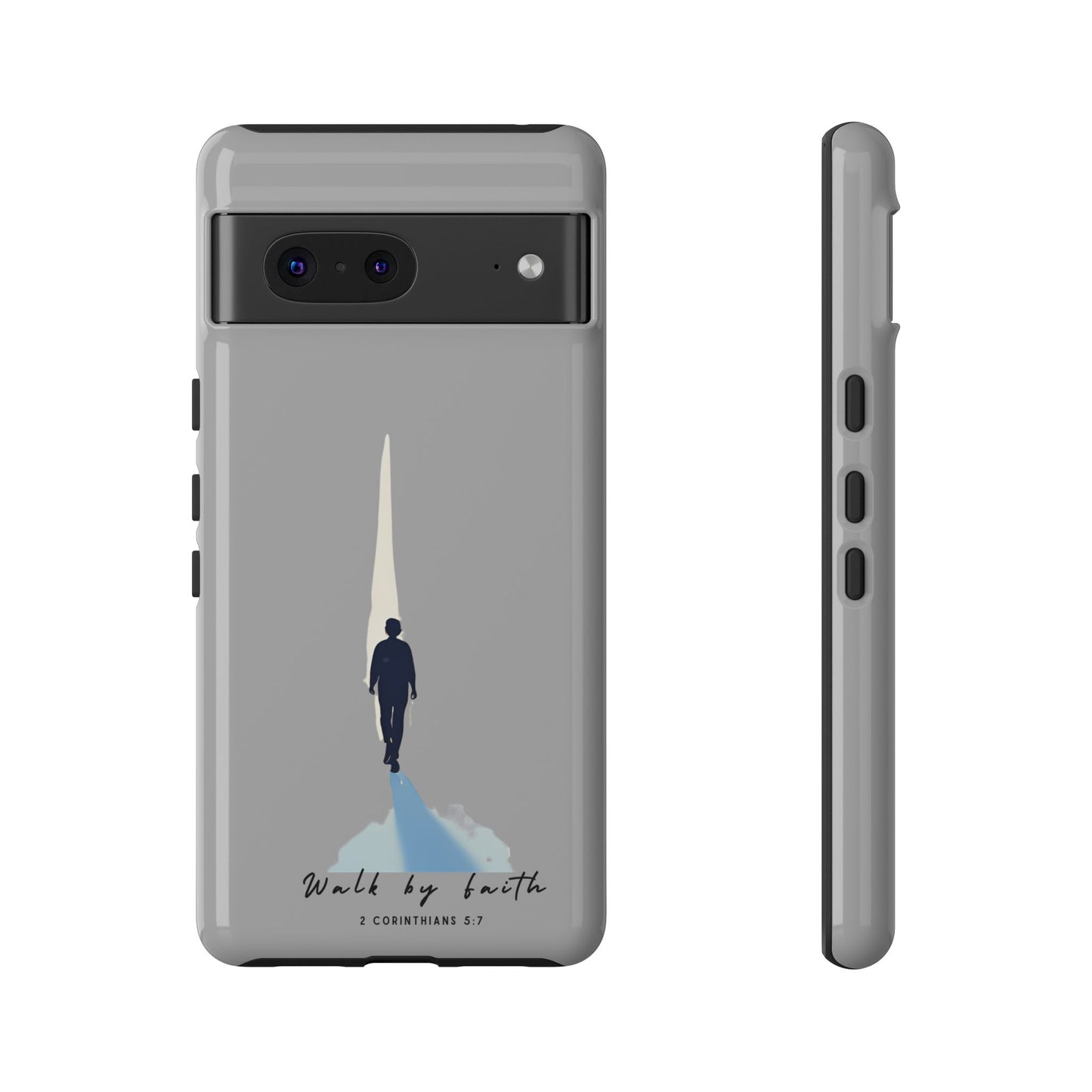 Inspirational Tough Phone Case - "Walk by Faith" Design - Bible Verse Phone Protection