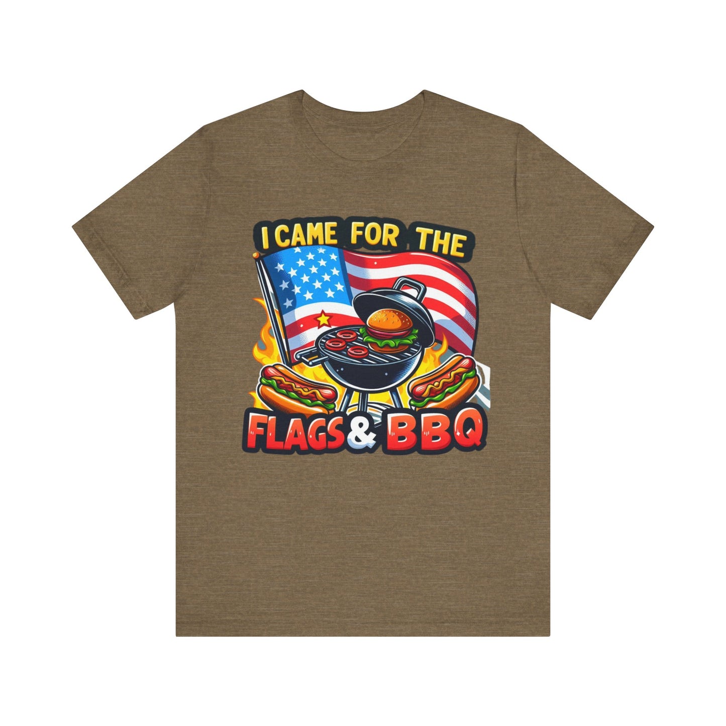 US Flag Day Commemorative Graphic T-shirts, Here for the Flag & BBQ Tee