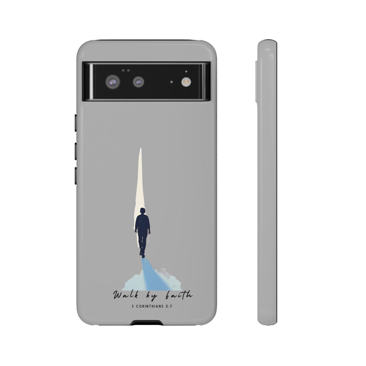 Inspirational Tough Phone Case - "Walk by Faith" Design - Bible Verse Phone Protection
