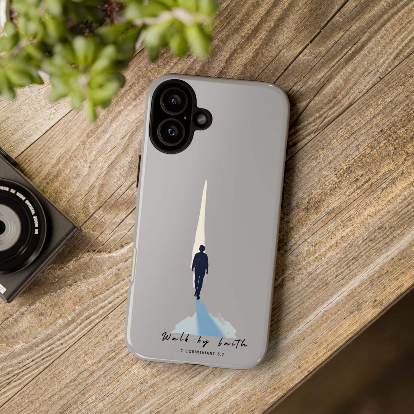 Inspirational Tough Phone Case - "Walk by Faith" Design - Bible Verse Phone Protection