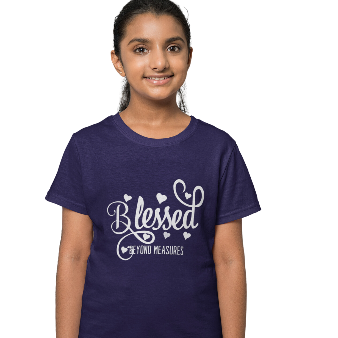 Designed Blessed Beyond Measures Graphic Print Bible Kids T-shirts