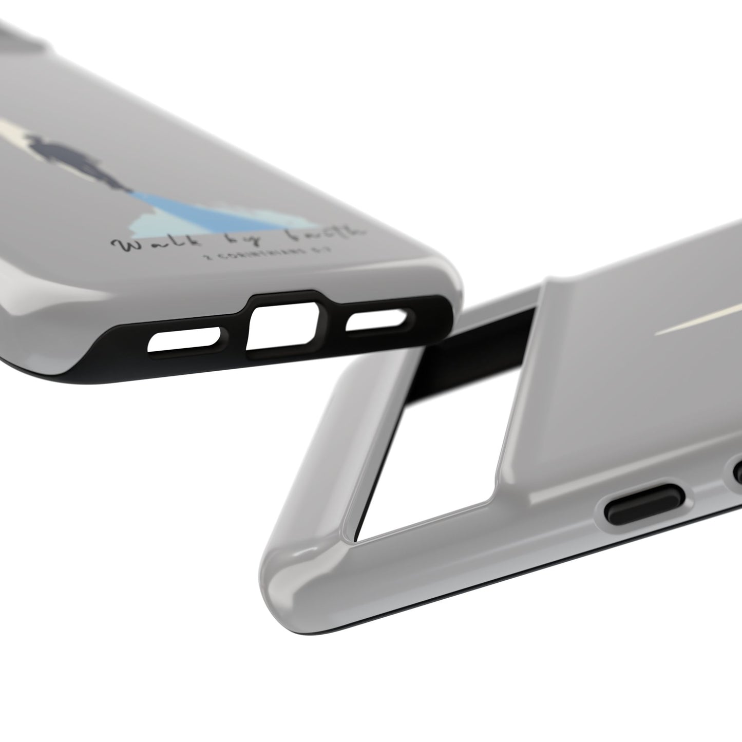 Inspirational Tough Phone Case - "Walk by Faith" Design - Bible Verse Phone Protection