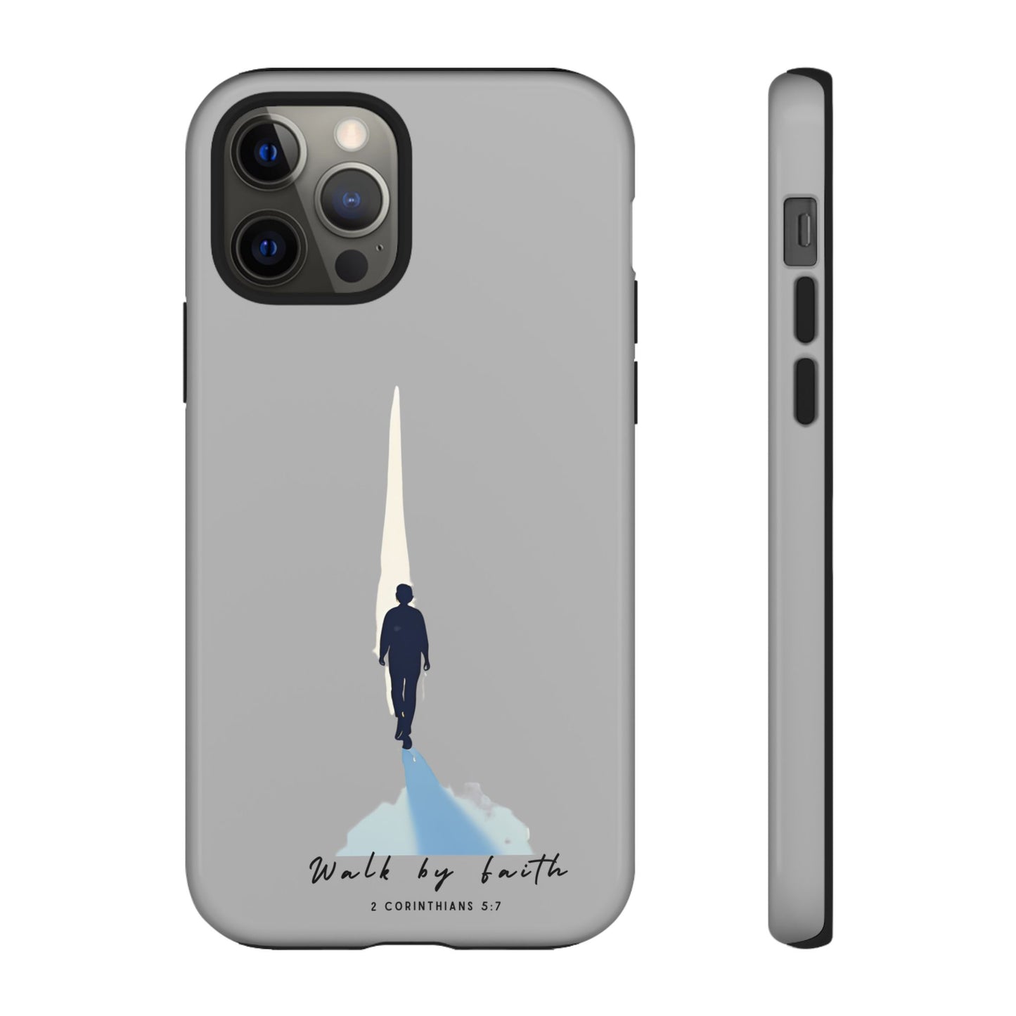 Inspirational Tough Phone Case - "Walk by Faith" Design - Bible Verse Phone Protection