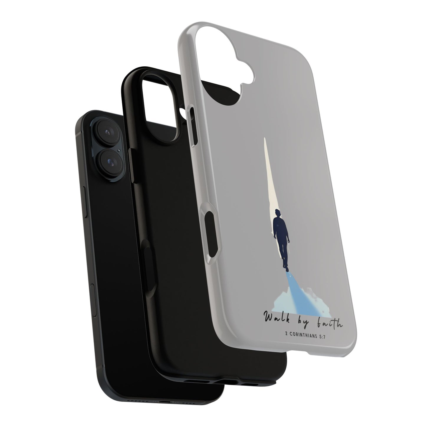 Inspirational Tough Phone Case - "Walk by Faith" Design - Bible Verse Phone Protection