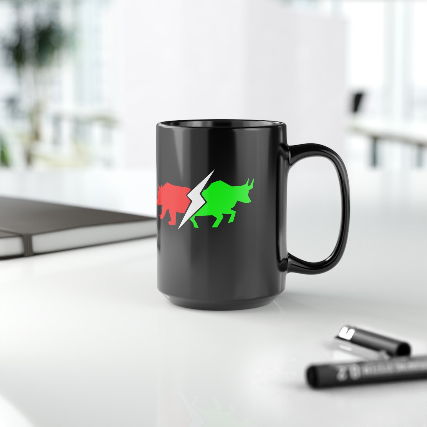 Bullish And Bearish (Stock Market) Black Mug 15oz