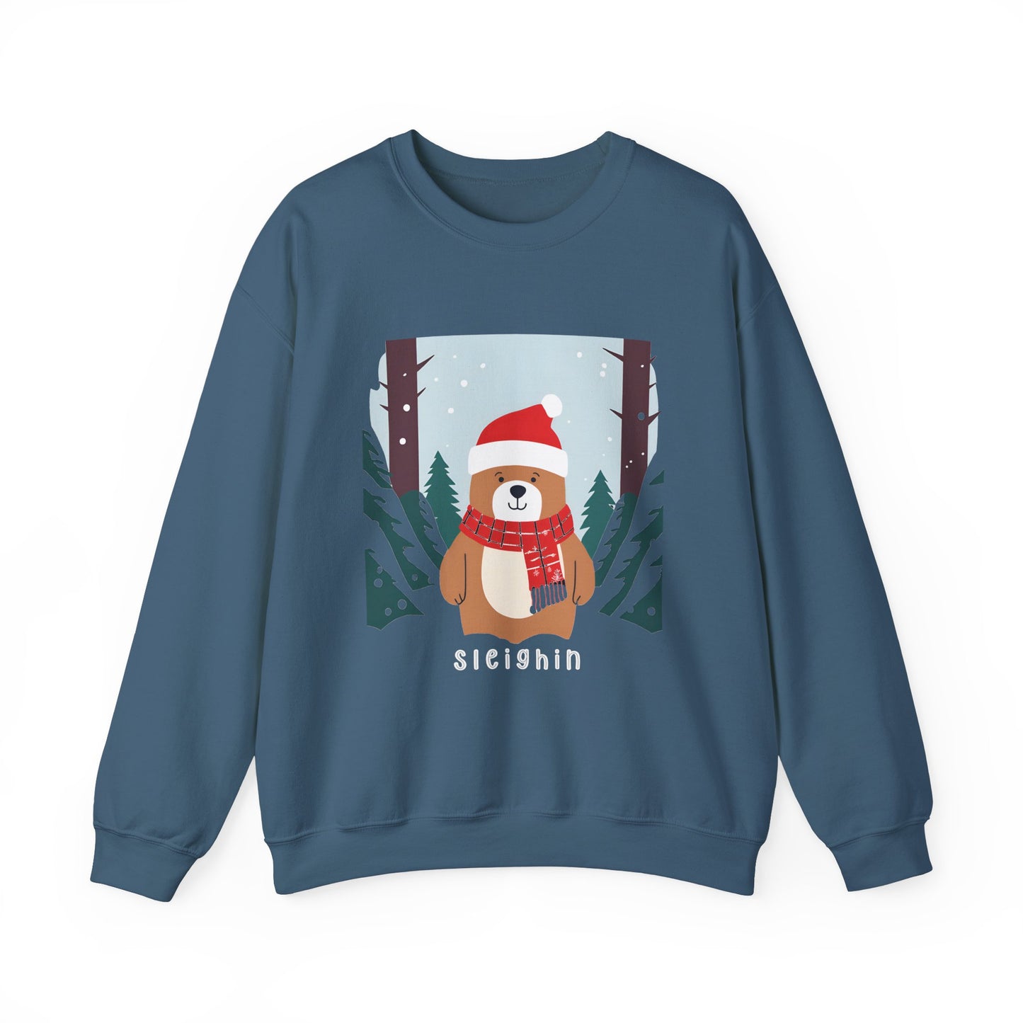 Graphic Designed Holiday Christmas Unisex Crewneck Sleighing Sweatshirt