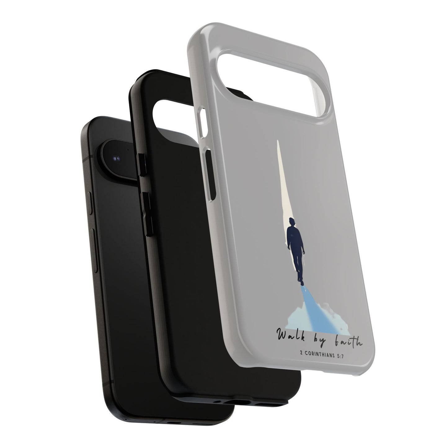 Inspirational Tough Phone Case - "Walk by Faith" Design - Bible Verse Phone Protection