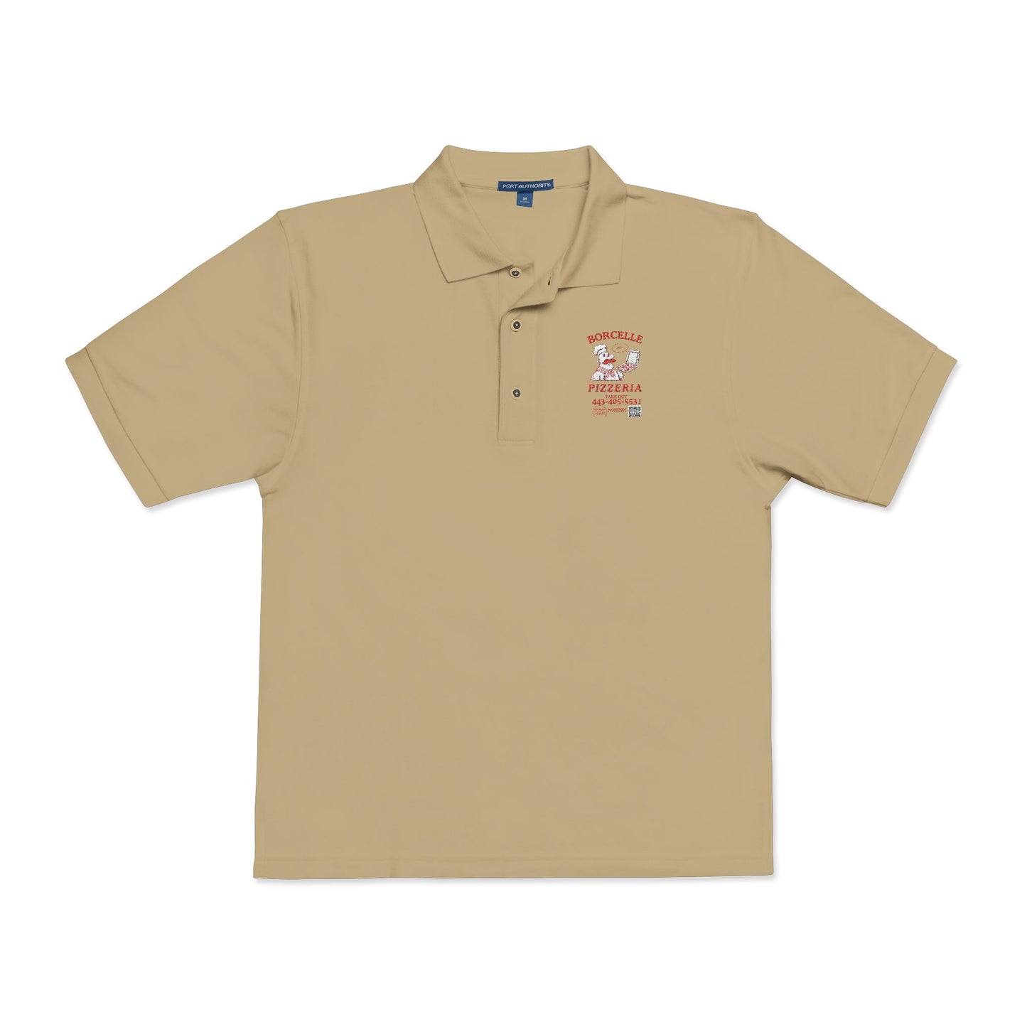 Custom Unisex Polo Shirt with Embroidered Pizza Design - Perfect for Food Lovers