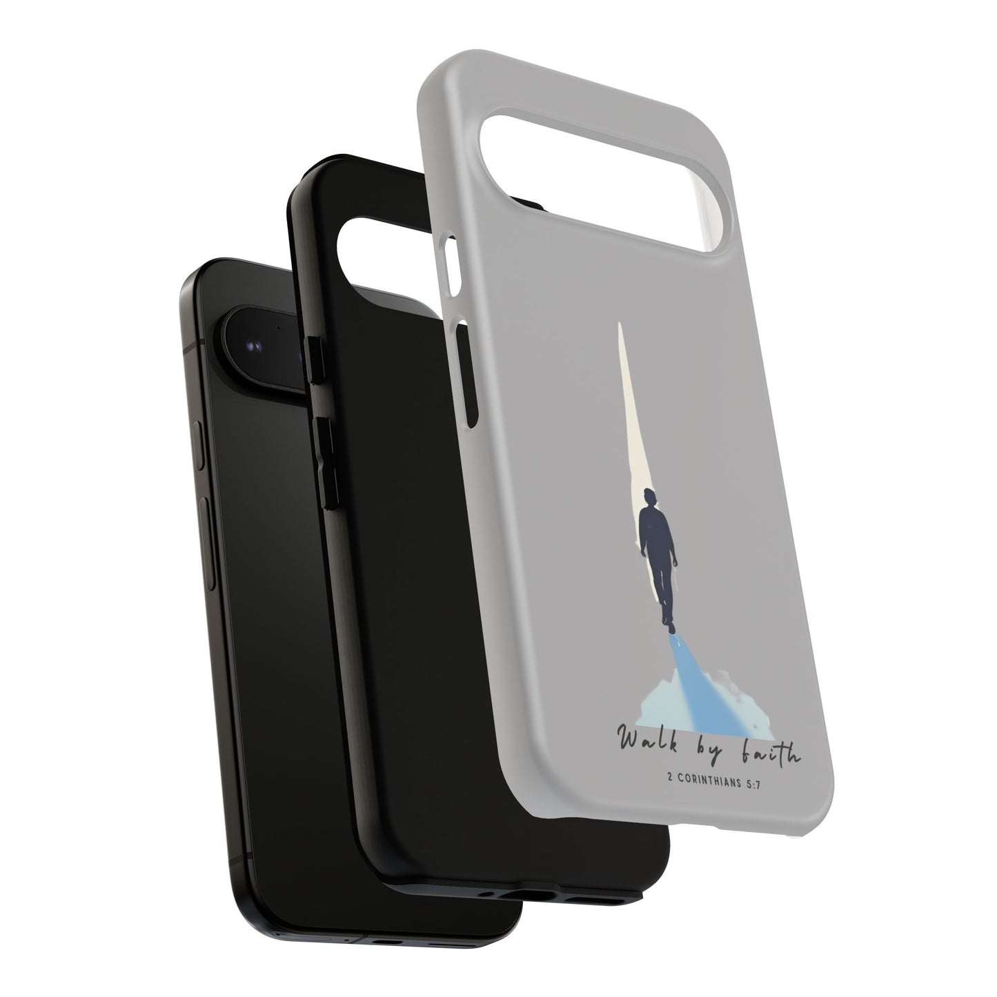Inspirational Tough Phone Case - "Walk by Faith" Design - Bible Verse Phone Protection