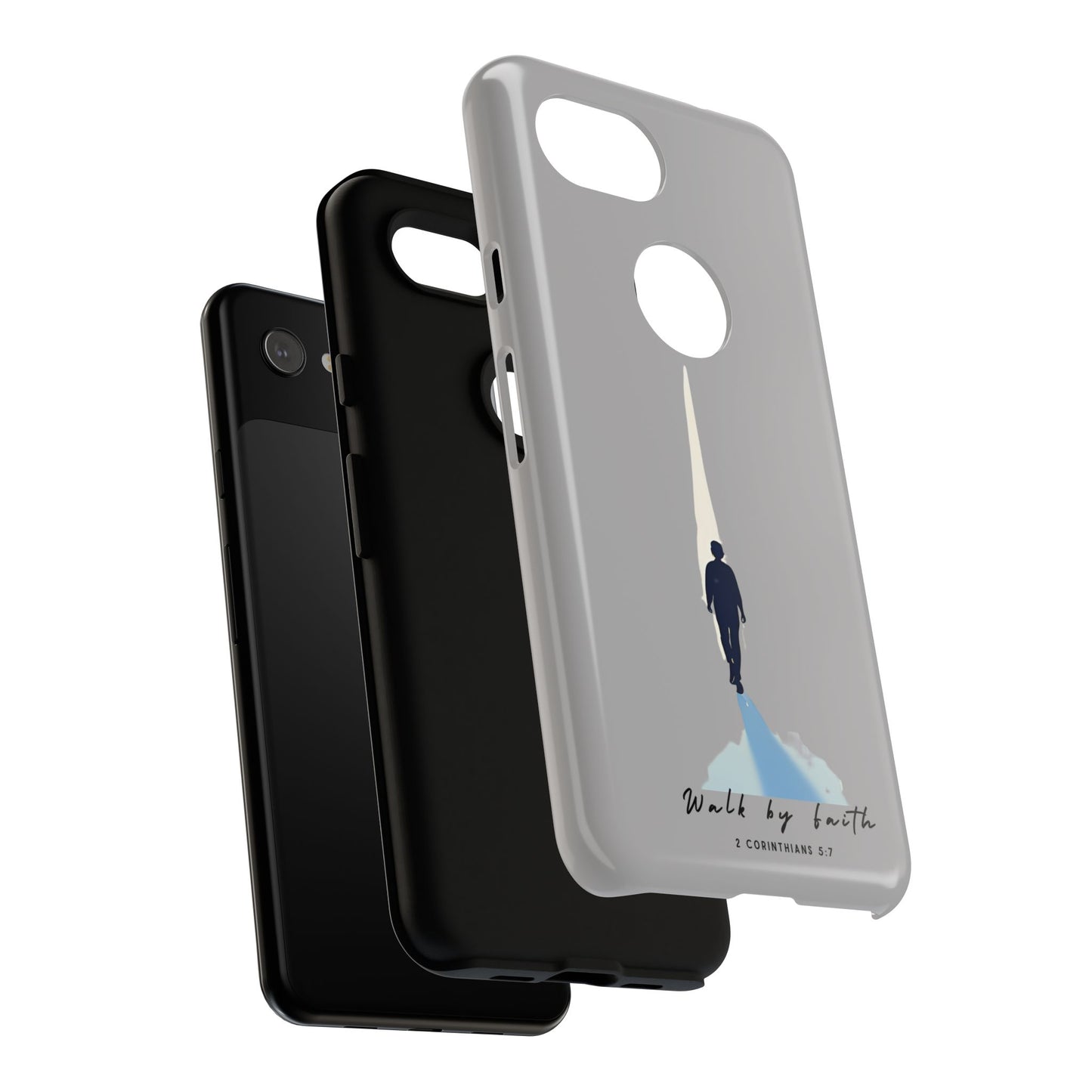 Inspirational Tough Phone Case - "Walk by Faith" Design - Bible Verse Phone Protection