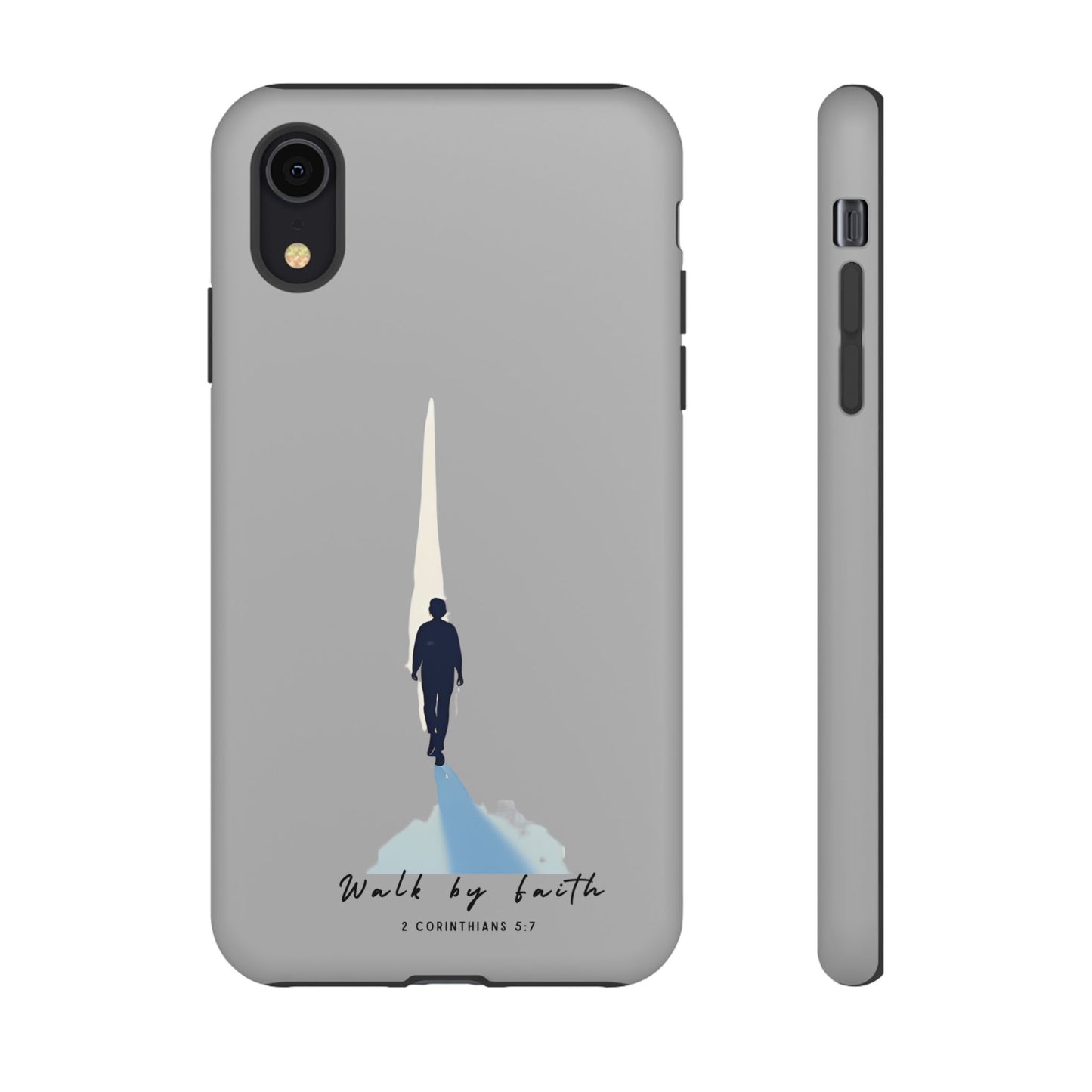 Inspirational Tough Phone Case - "Walk by Faith" Design - Bible Verse Phone Protection
