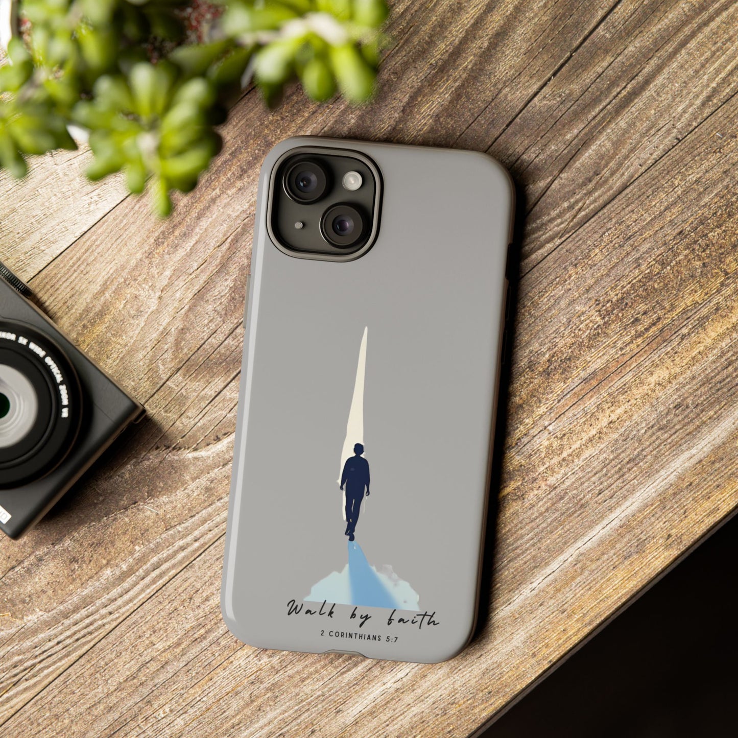 Inspirational Tough Phone Case - "Walk by Faith" Design - Bible Verse Phone Protection