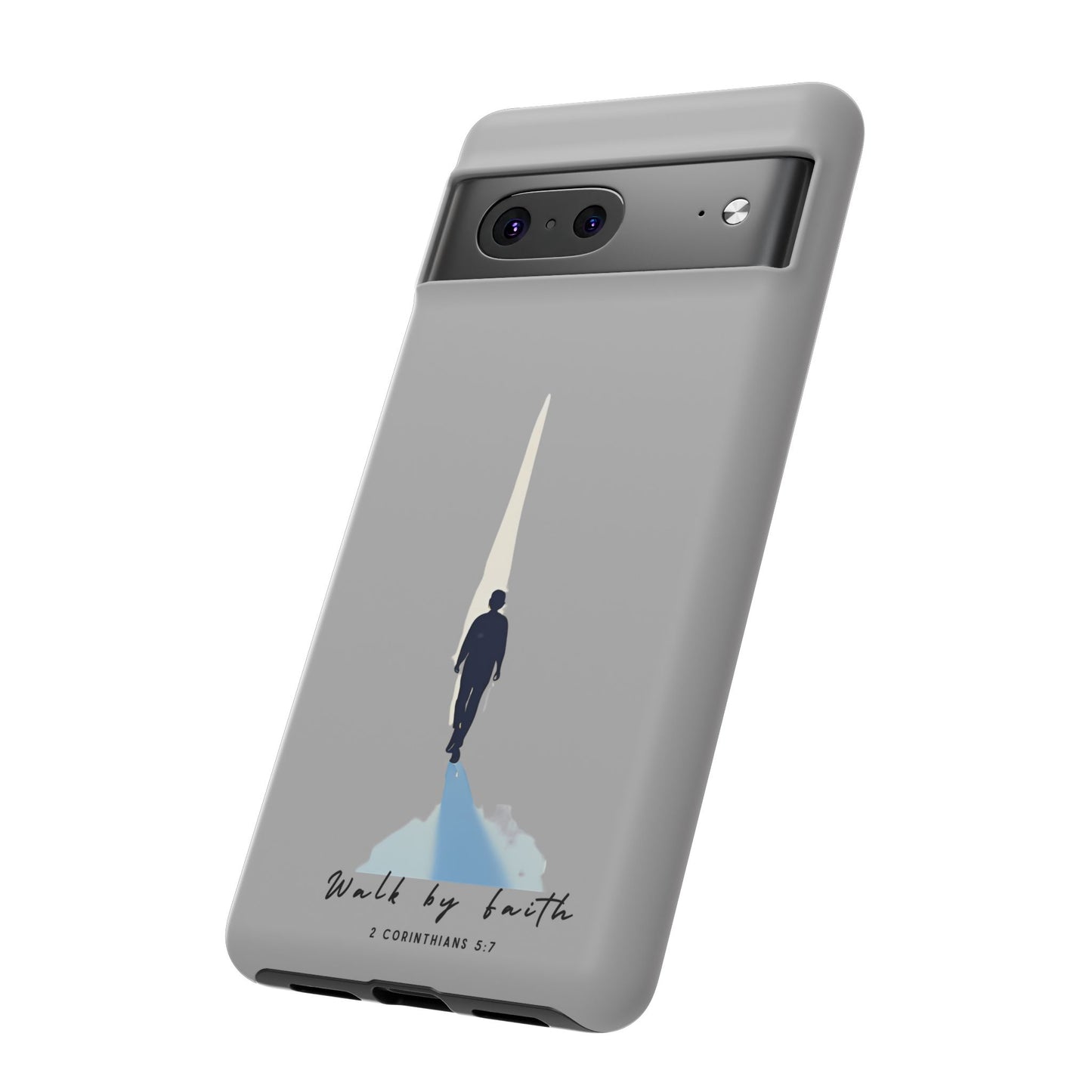 Inspirational Tough Phone Case - "Walk by Faith" Design - Bible Verse Phone Protection