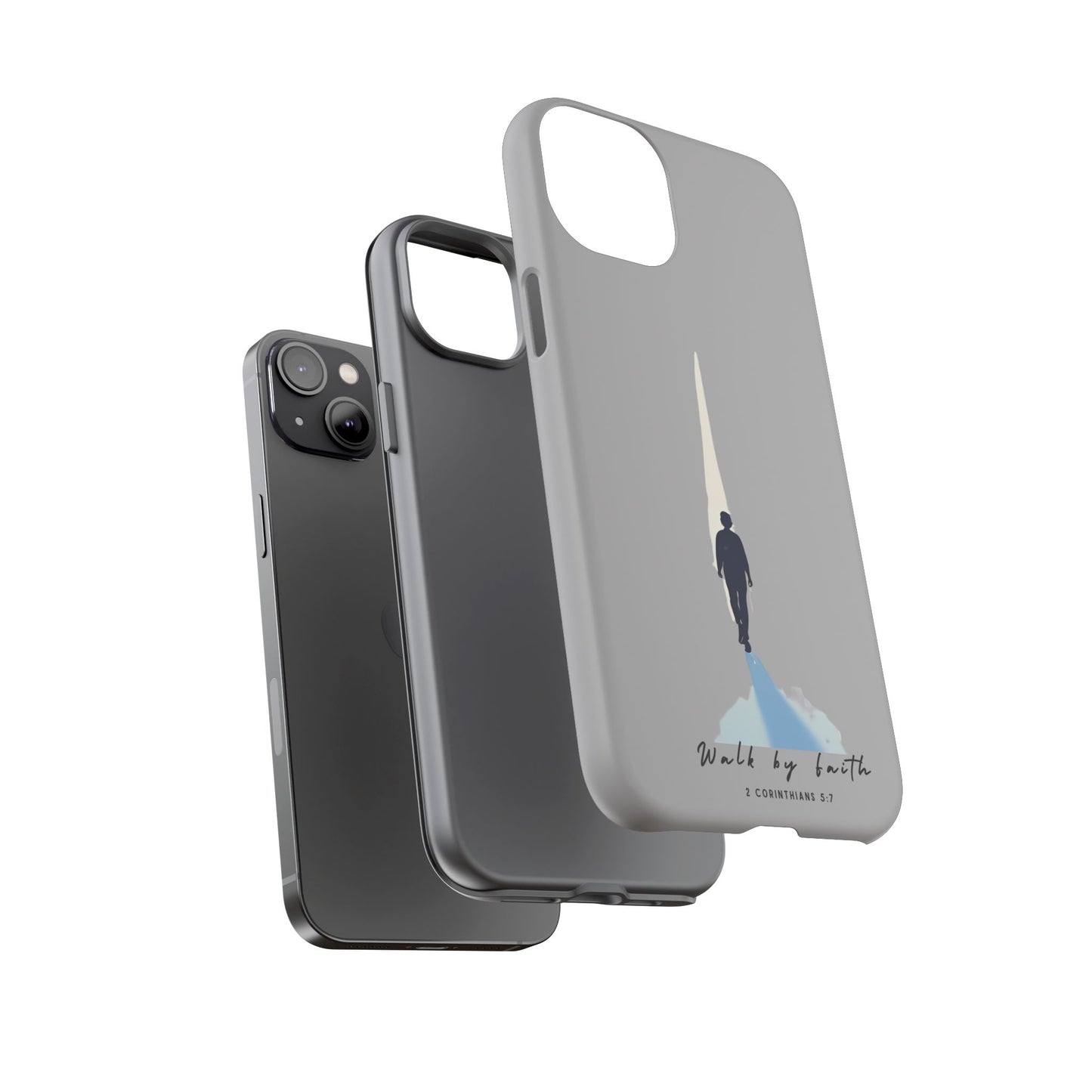 Inspirational Tough Phone Case - "Walk by Faith" Design - Bible Verse Phone Protection